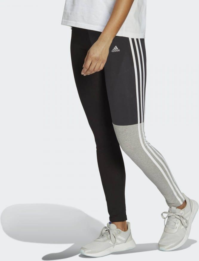Adidas essentials 3 stripes colorblock legging zwart/grijs dames