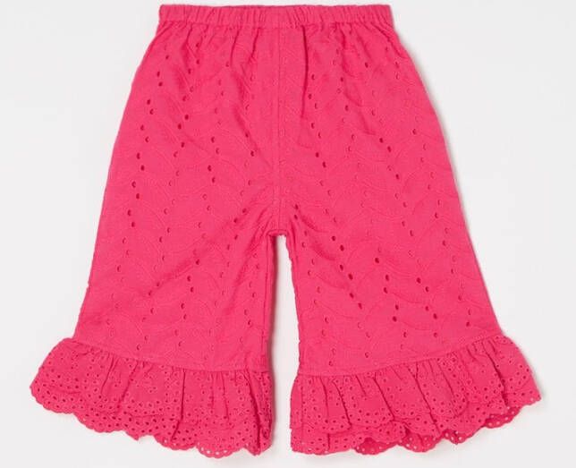 Ammehoela Aya flared fit broek met broderie en ruches