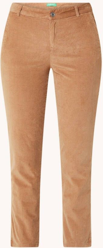 Benetton High waist slim fit cropped pantalon van corduroy