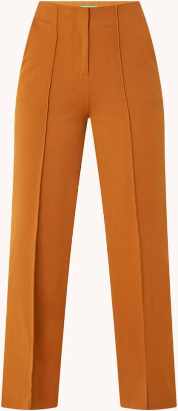 Benetton High waist straight fit pantalon met zijsplitten