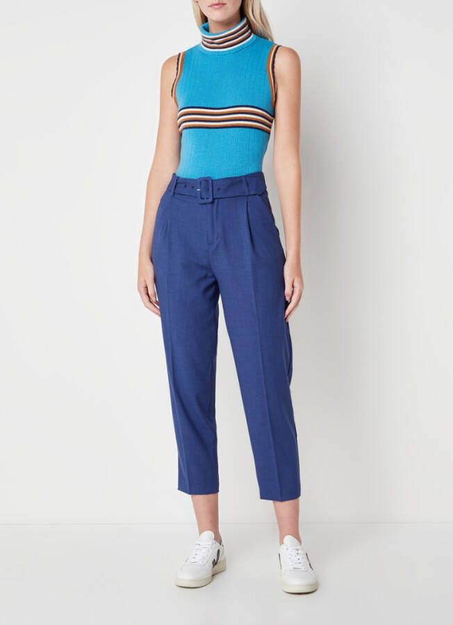 Benetton High waist tapered fit cropped pantalon met ceintuur