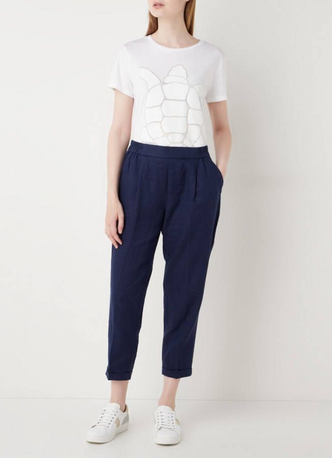 Benetton High waist tapered fit cropped pantalon van linnen