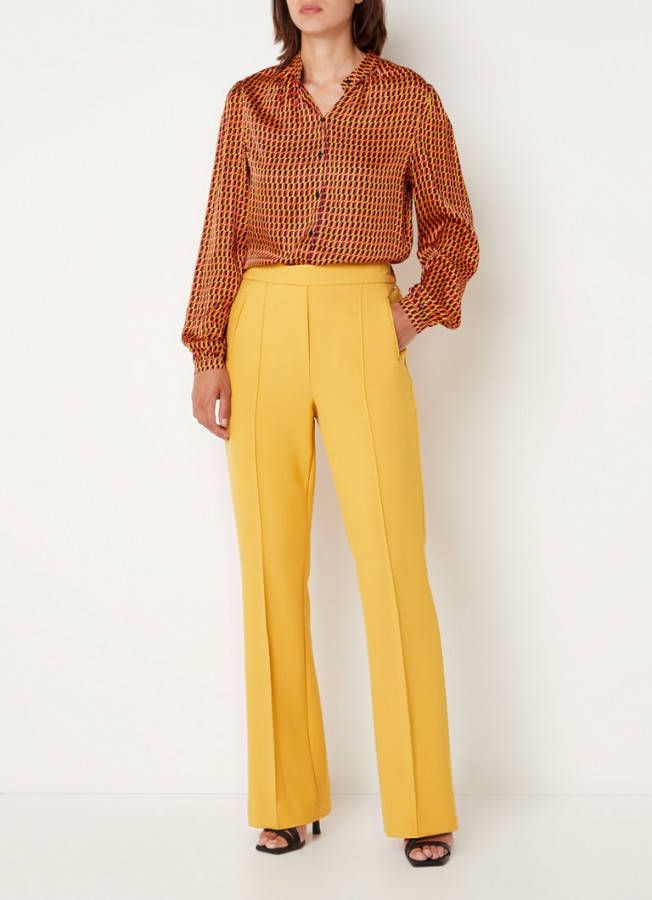 Claudia Strä, ter High waist wide fit pantalon met ritszakken en persplooi