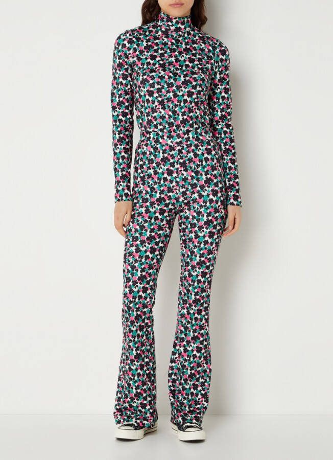 Colourful rebel Multi Flared Broek Cute Flower Peached Extra Flare Pants