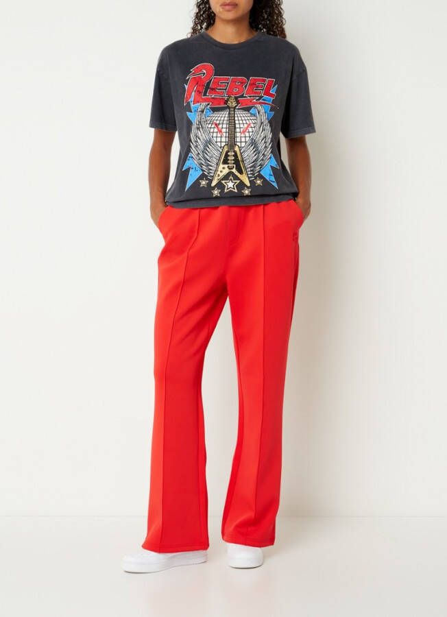 Colourful Rebel Jiby high waist straight fit joggingbroek met siernaad