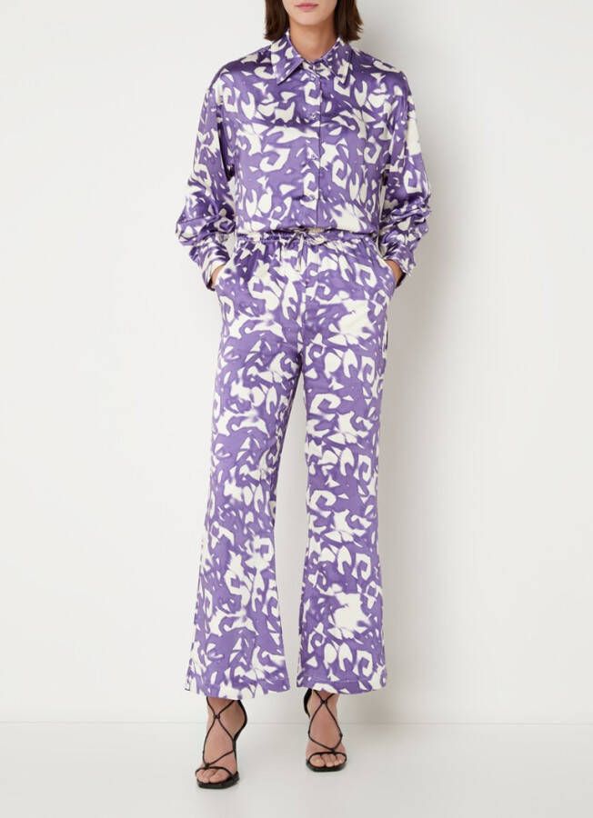 EDITED Stina high waist flared broek met print