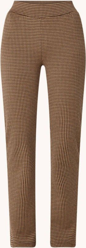 Expresso High waist flared fit pantalon met pied de poule dessin