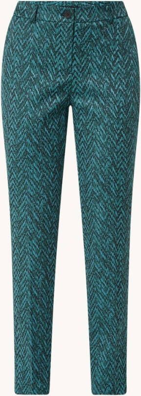 Expresso Mid waist slim fit pantalon met jacquard dessin