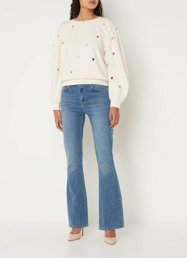 Fabienne Chapot Lin sweater met pofmouw en borduring