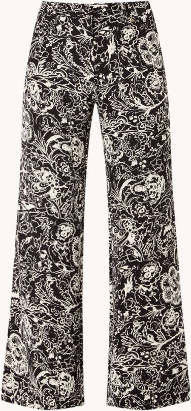 Fabienne Chapot Puck high waist flared fit pantalon met print