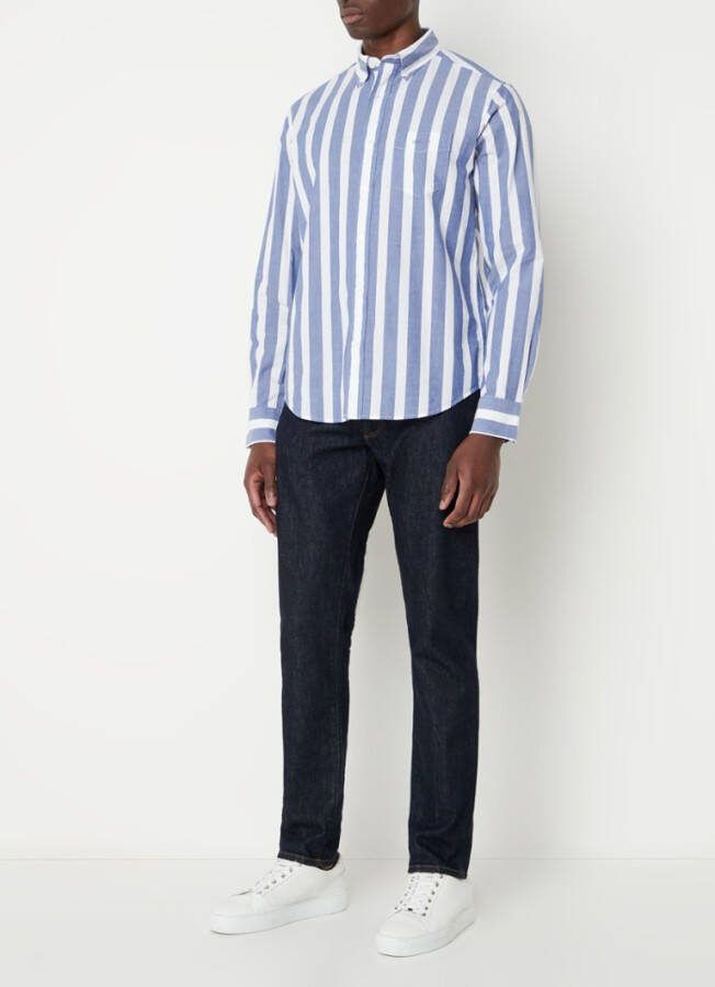 Gant casual overhemd regular blauw wit gestreept katoen wijde fit
