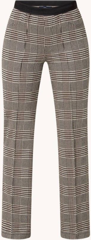 Gardeur High waist flared fit pantalon met pied de poule dessin