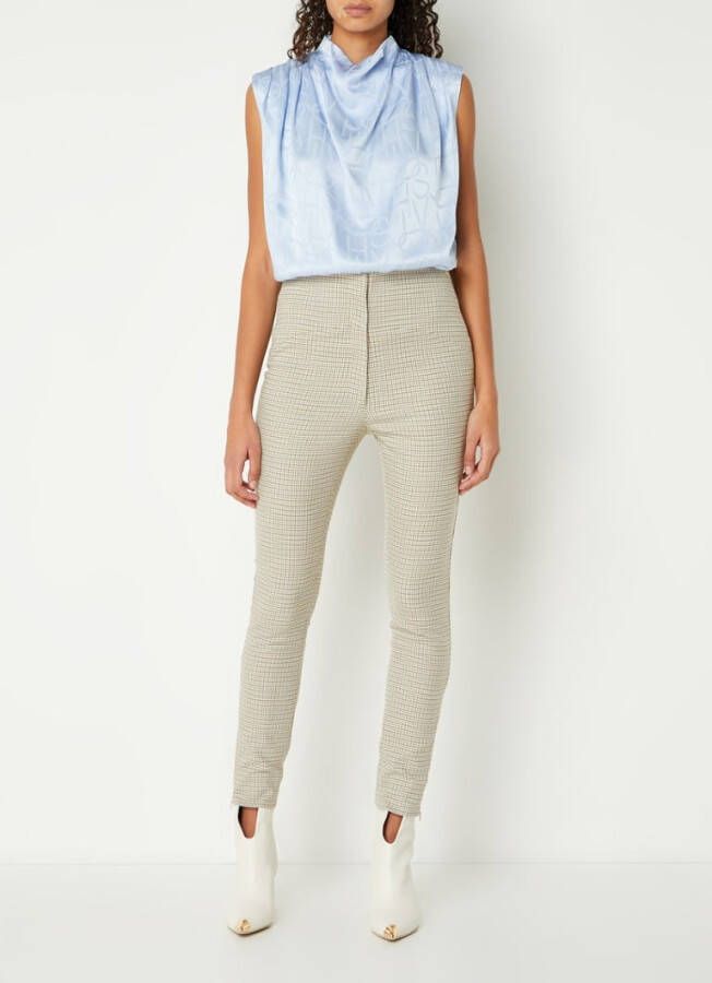 JOSH V Deneyse high waist tapered fit pantlon met pied de poule dessin