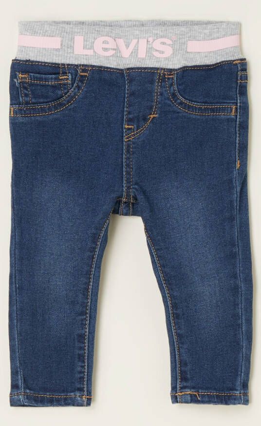 Levi's Babybroek van denim met elastische tailleband en logoprint