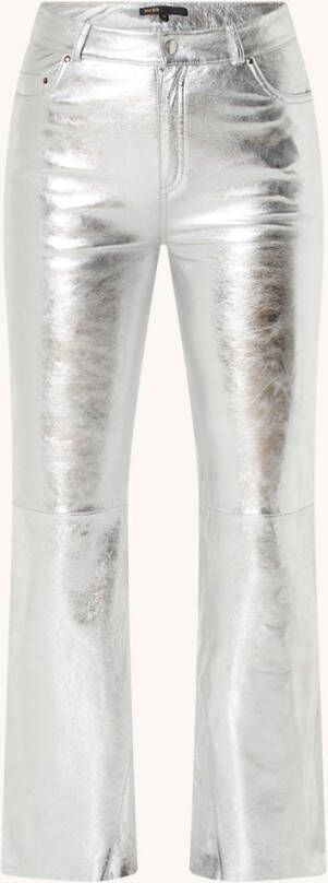 Maje Plutom high rise flared fit broek van schapenleer