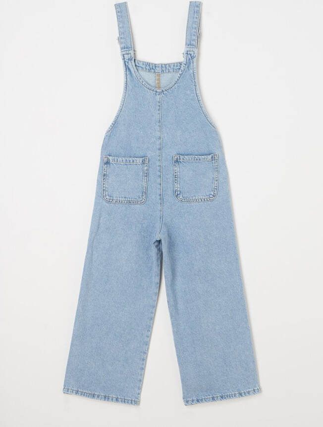 Mango Boston straight leg tuinbroek van denim met lichte wassing