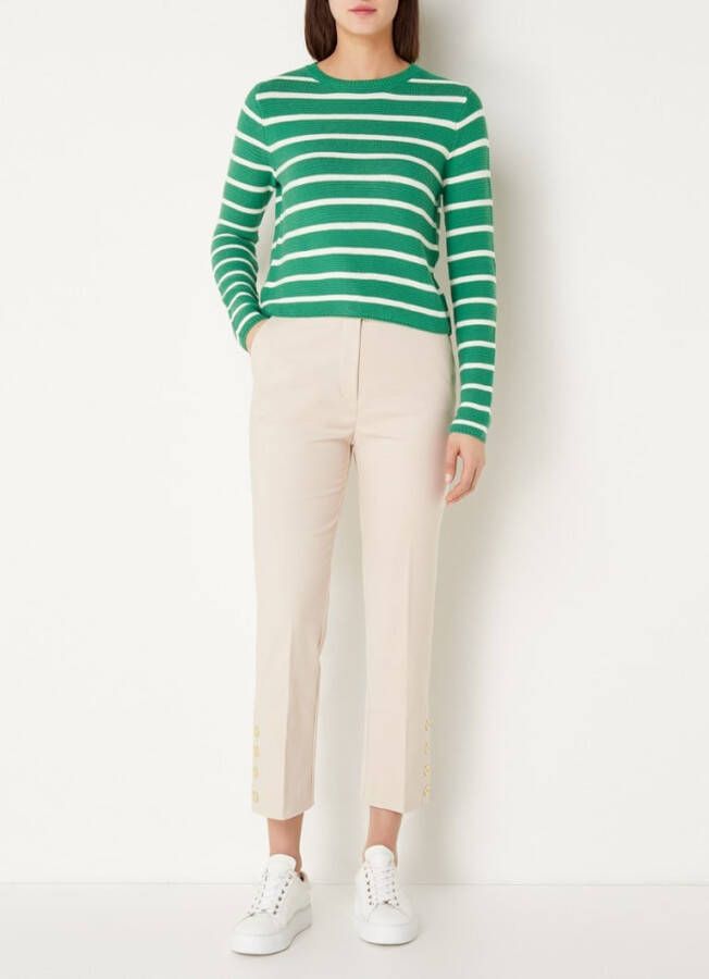 Mango Gold high waist straight fit cropped pantalon met knoopdetail