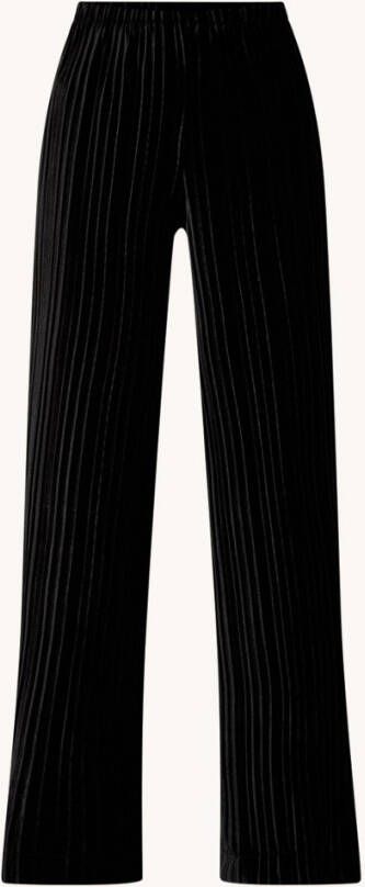 Mango Kim high waist wide fit palazzo broek van fluweel met plissé