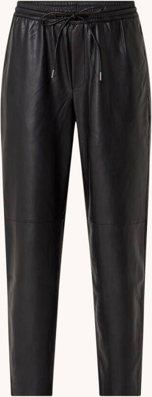Mango Apple high waist straight fit pantalon van imitatieleer met steekzakken