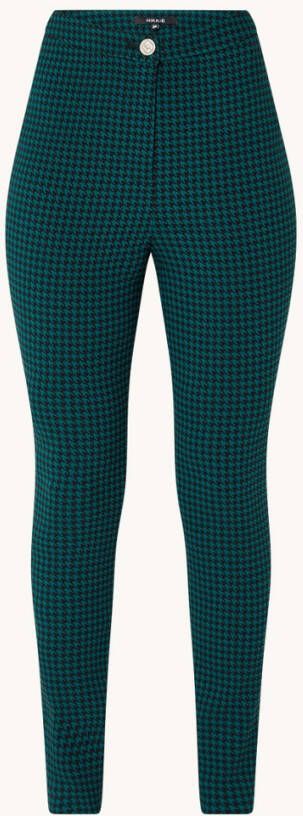 NIKKIE Nela high waist skinny fit pantalon met pied de poule dessin