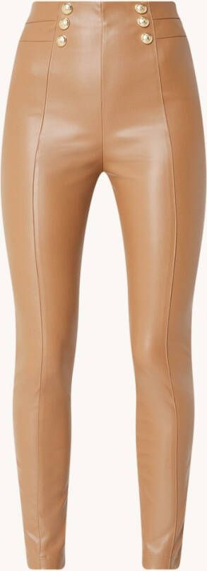 NIKKIE Nienke high waist skinny fit broek van imitatieleer met knoopdetail