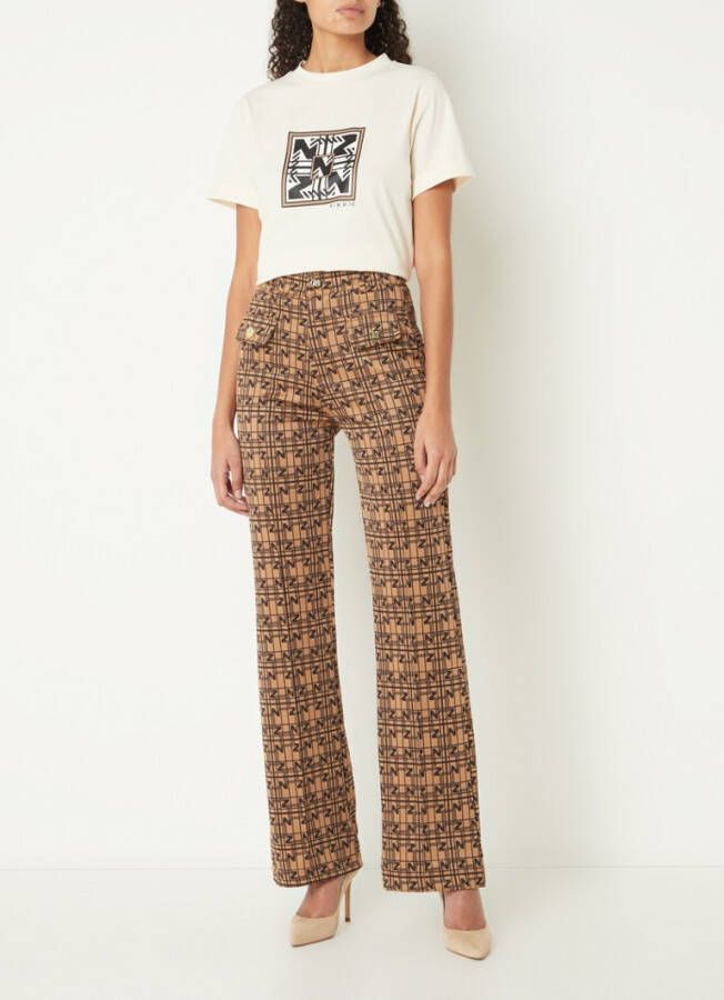 NIKKIE Noor high waist straight fit pantalon met logoprint