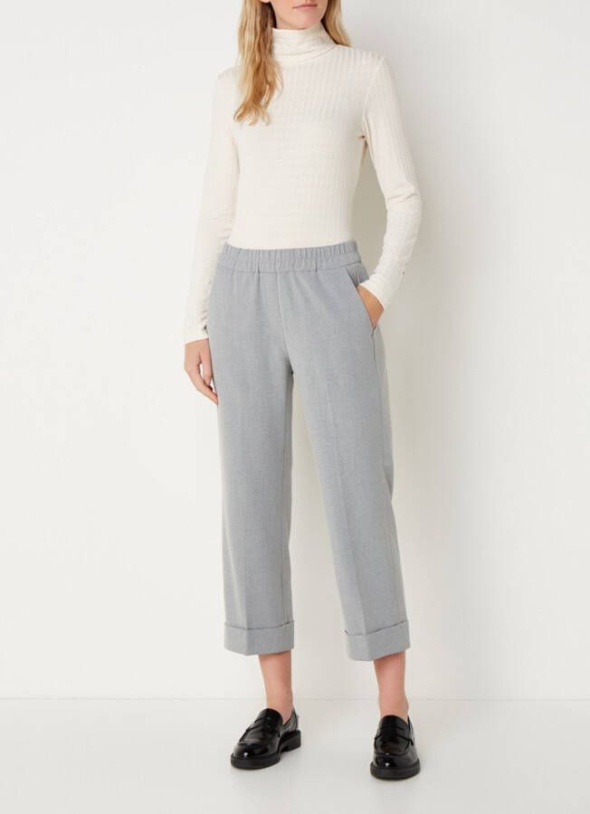 Opus Maikito high waist straight fit cropped pantalon met omslag