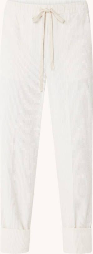 Opus Malpi high waist tapered fit cropped pantalon van corduroy met omslag