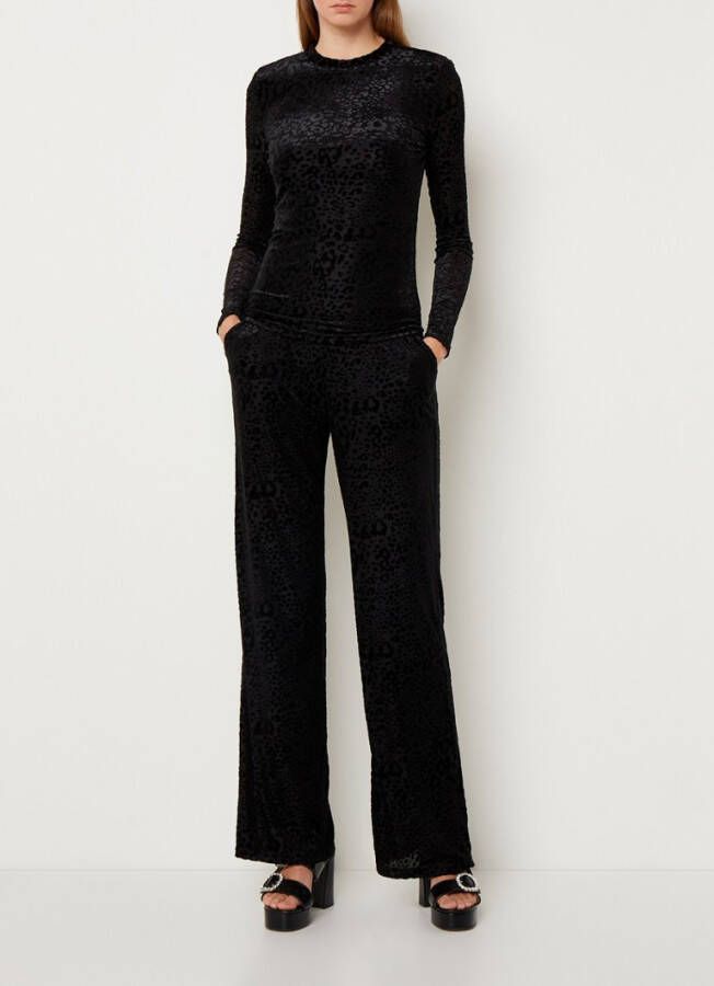 Refined Department R22118603 judy ladies woven leopard velvet longsleeve.