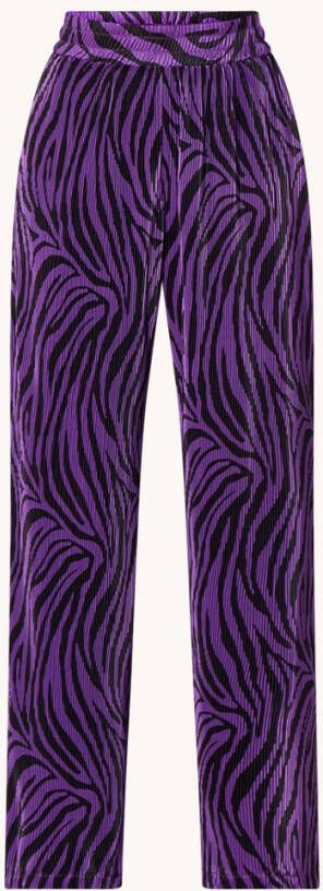 Refined Department Lois high waist wide fit broek met pliss&#xE9, en zebraprint