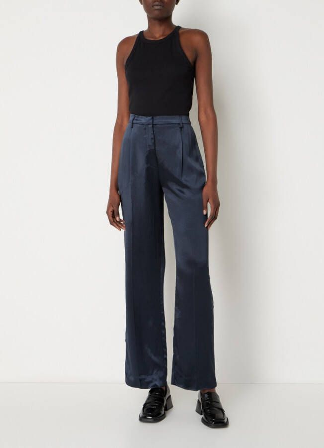 SAMS&#xD8, E SAMS&#xD8, E Ramona pantalon mid waist straight fit met glanzende finish