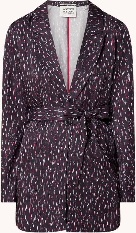 Scotch & Soda Ikat blazer met print en strikceintuur