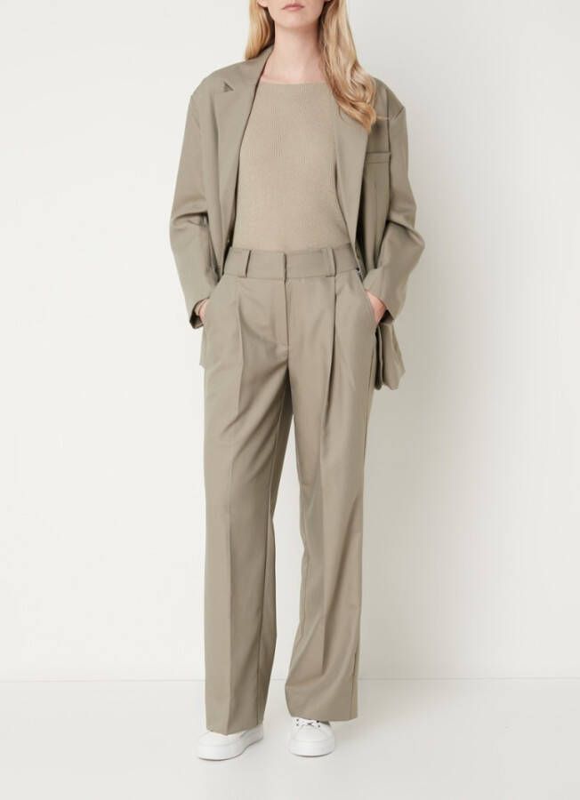 Simple Farah high waist wide fit pantalon met plooidetail