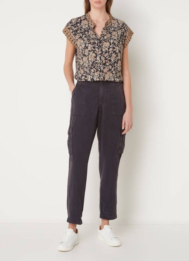 Summum Woman High waist tapered fit cargo broek van lyocell met steekzakken