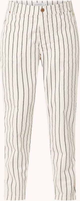 Summum Woman High waist tapered fit cropped chino met streepprint
