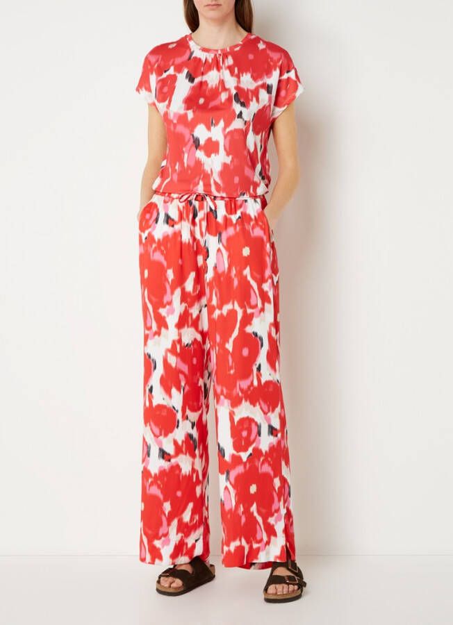 Taifun High waist loose fit broek met print