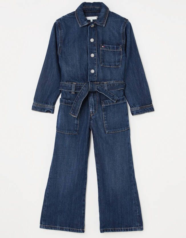 Tommy Hilfiger Flared fit jumpsuit van denim met strikceintuur