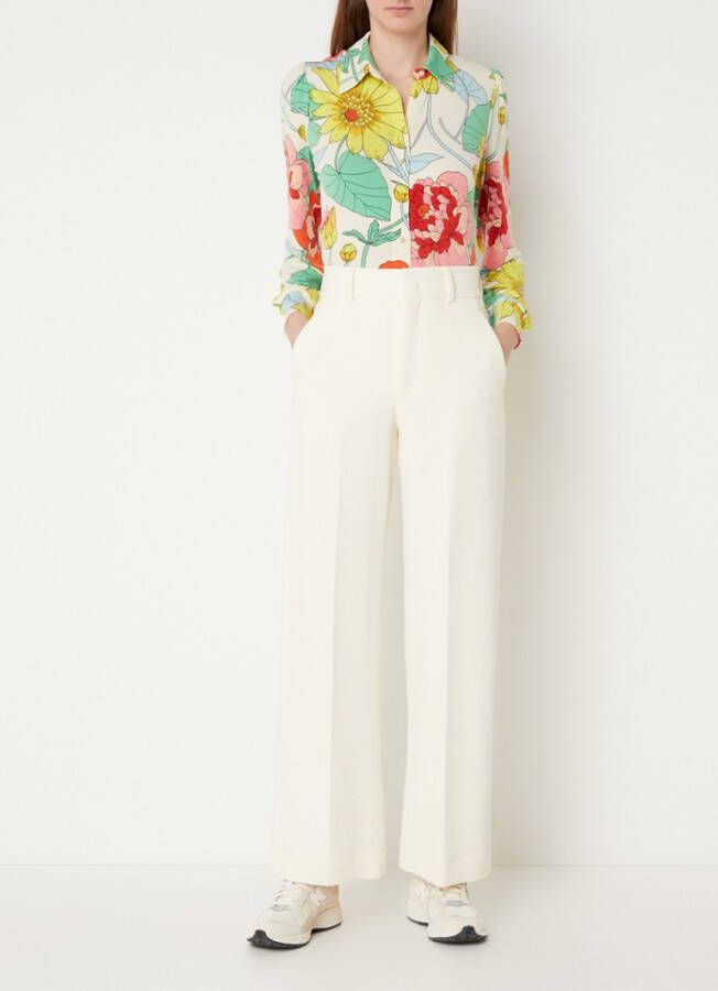 Vanilia High waist wide fit pantalon met structuur en steekzakken