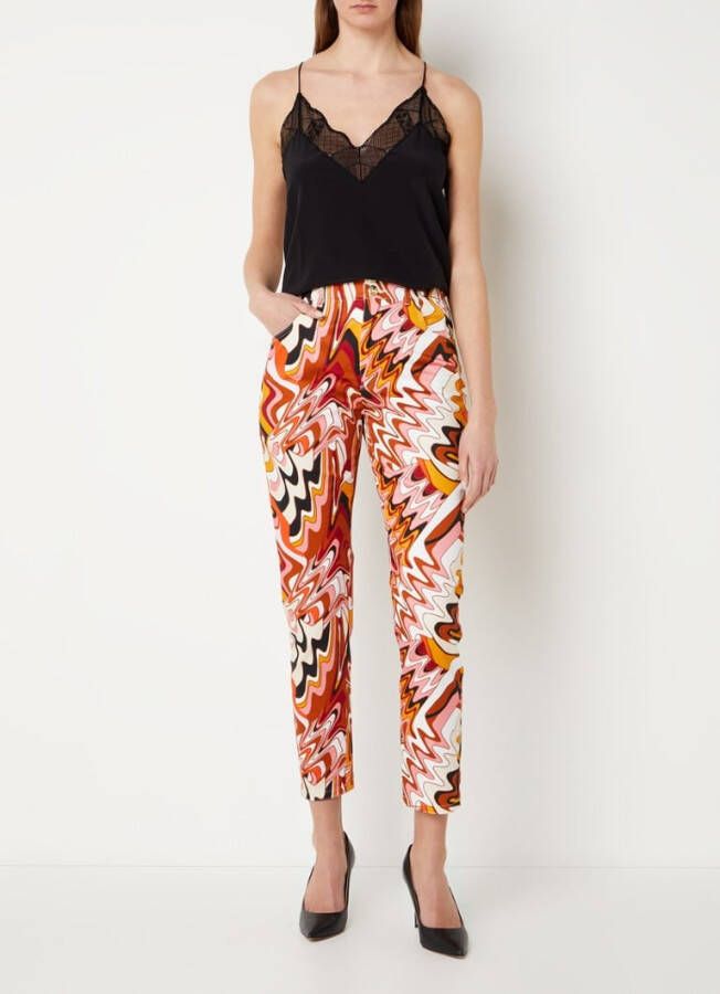 Vanilia High waist slim fit cropped broek met grafische print