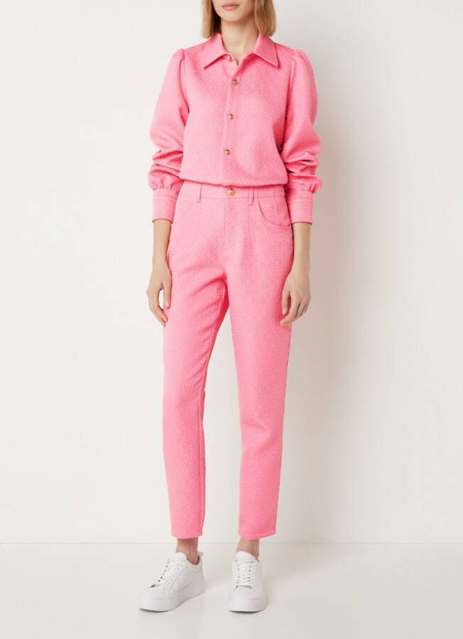 Vanilia High waist tapered fit cropped pantalon met jacquard dessin