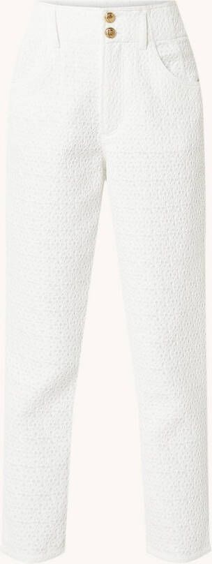 Vanilia High waist tapered fit cropped pantalon met jacquard dessin