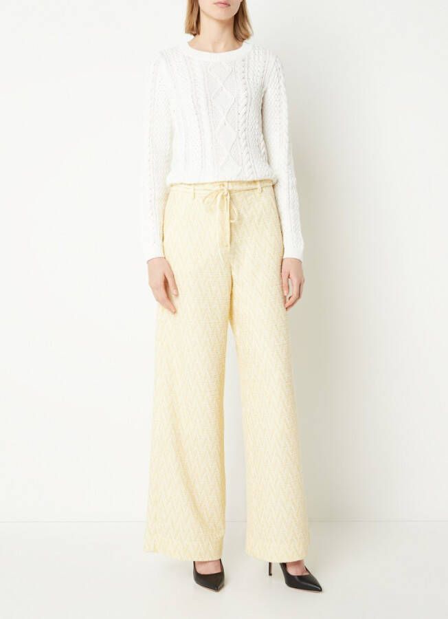 Vanilia High waist wide fit pantalon met ingebreid patroon en lurex