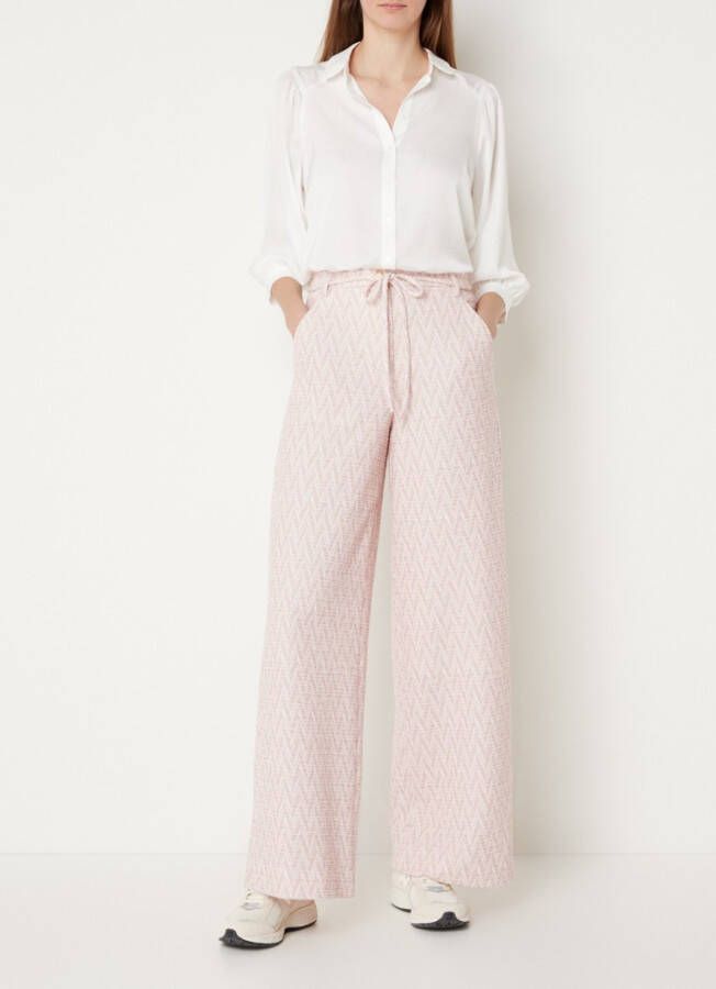 Vanilia High waist wide fit pantalon met ingebreid patroon en lurex