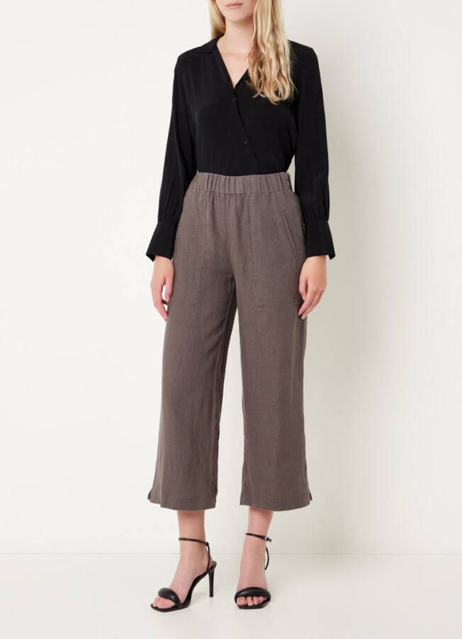 Whistles High waist loose fit cropped pantalon van linnen