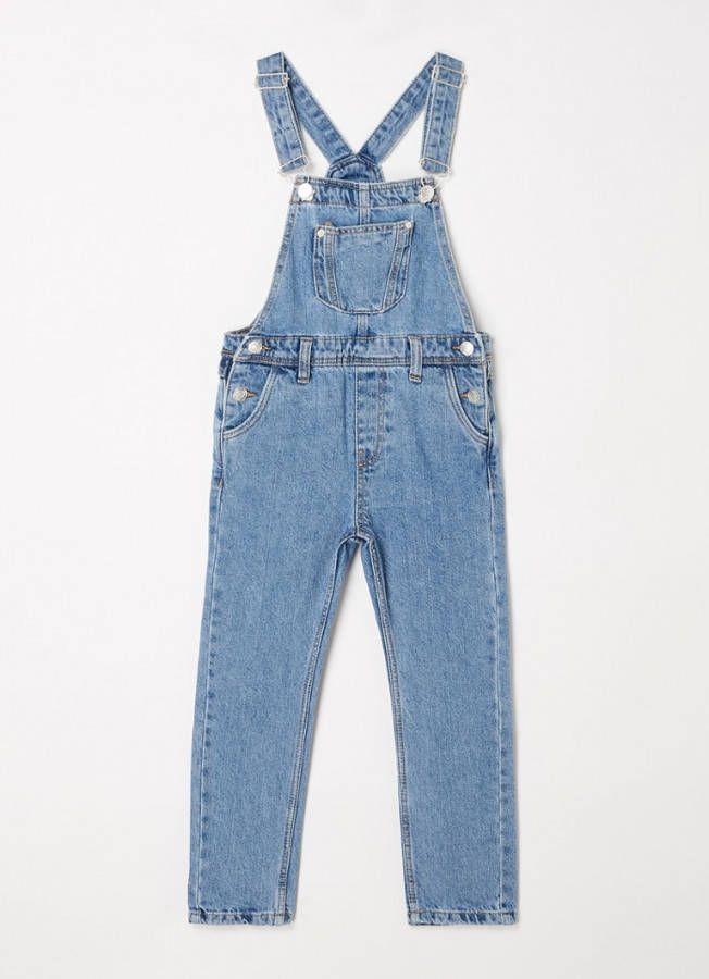 Mango Amara straight leg tuinbroek van denim