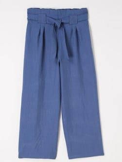 Mango Indigo wide leg culotte in lyocellblend met strikdetail