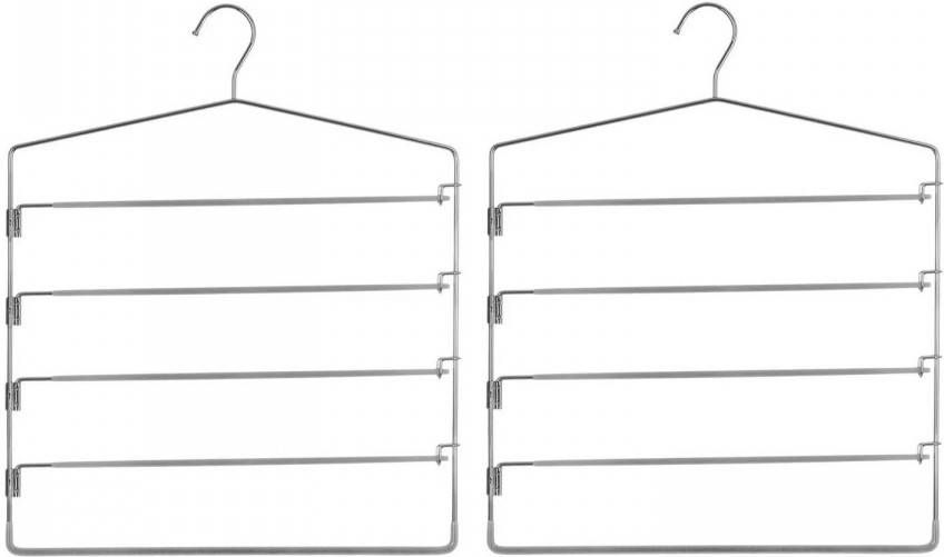 5Five Set Van 2x Stuks Metalen Kledinghanger/broekhanger Voor 4 Broeken 37 X 48 Cm Kledinghangers