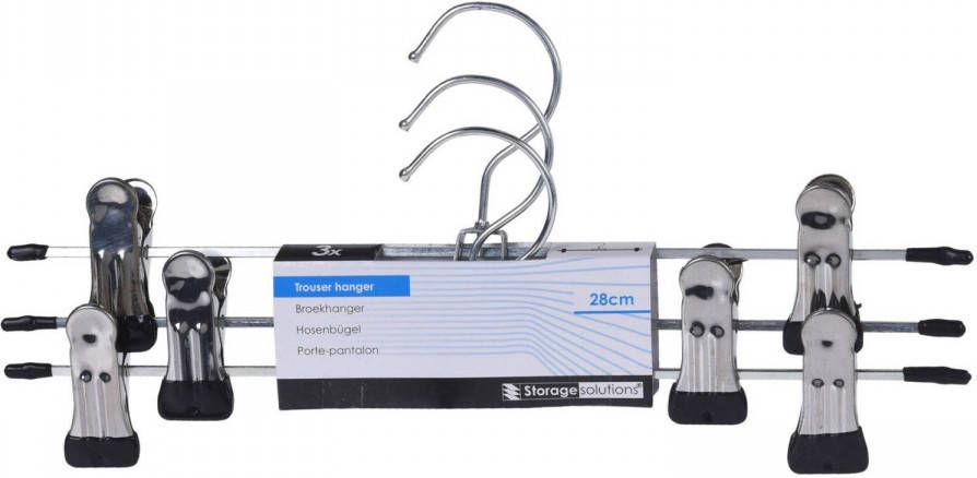 Excellent Houseware Set Van 6x Stuks Kledinghangers Voor Broeken Zilver 28.5 Cm Kledinghangers