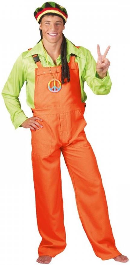 Merkloos Neon Oranje Tuinbroek Voor Volwassenen M Carnavalsbroeken