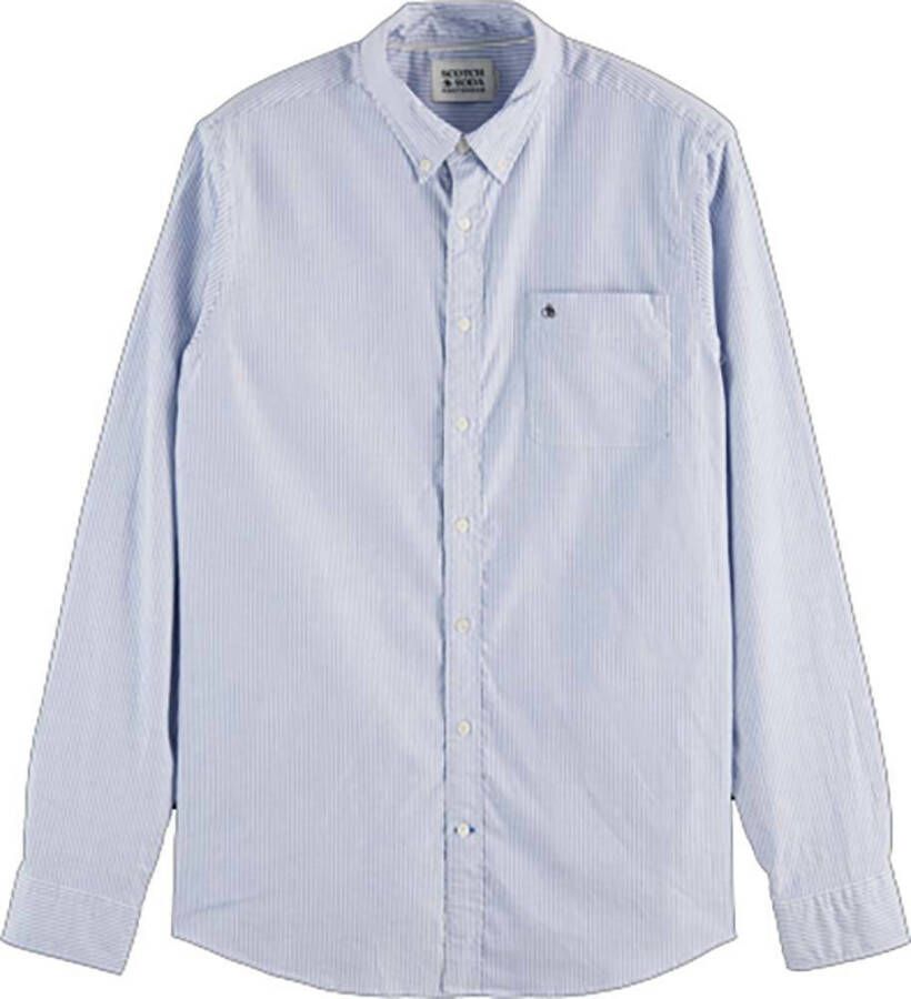 Scotch & Soda gestreept regular fit overhemd met biologisch katoen lichtblauw